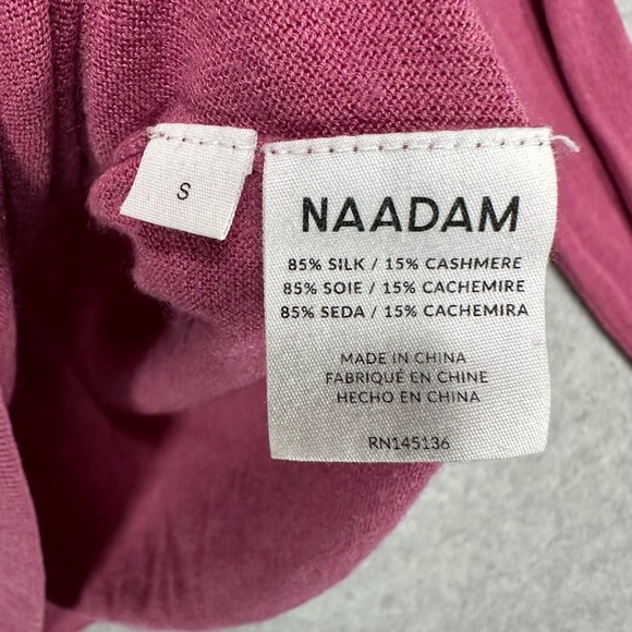 NAADAM Women's Pink Silk‎ Cashmere Blend Crew Neck Pocket Sweater Size S - Picture 4 of 7